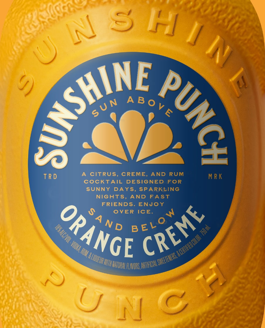 Closeup of bottle of Sunshine Punch Orange Creme